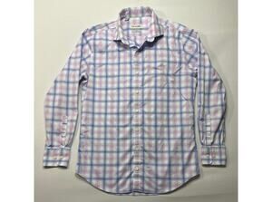 Twillory Men's Tailored Fit Blue Pink Plaid Button Up Dress Shirt 15.5 32/33 (M)